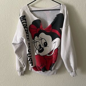 Vintage Minnie Mouse Custom Crop Sweater Womens Size Unknown